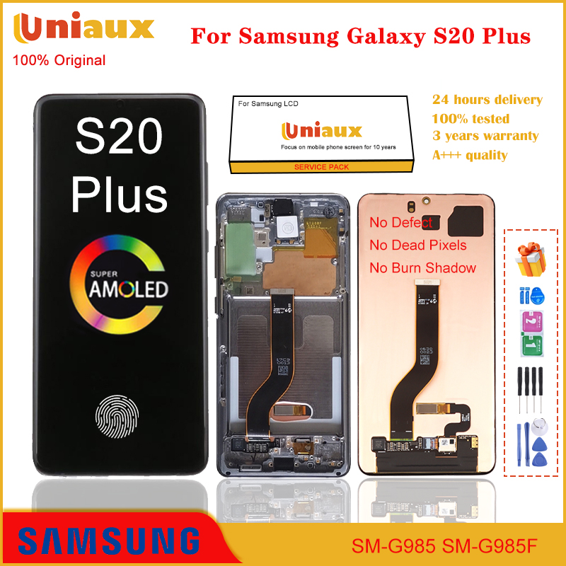 AMOLED Écran LCD de rechange pour Samsung Galaxy S20 Plus G985F G985F/DS  S20PLUS 5G G986F G986F/DS G986U G986B G986B/DS G986W (avec cadre argenté) :  : Électronique